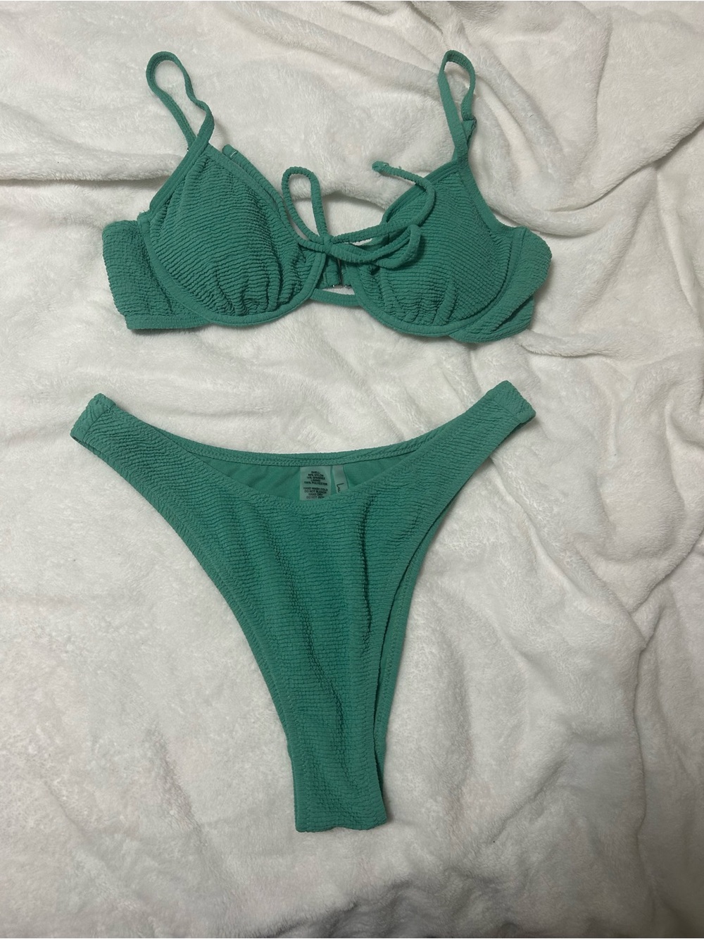 Lulus Textured Green Two-Piece Bikini Set